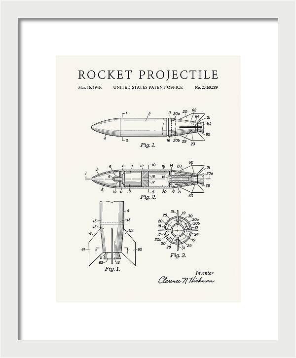 Rocket Projectile Minimalist Patent Us2460289