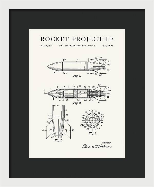Rocket Projectile Minimalist Patent Us2460289