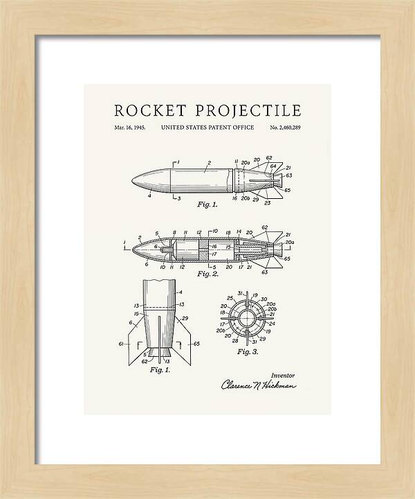 Rocket Projectile Minimalist Patent Us2460289