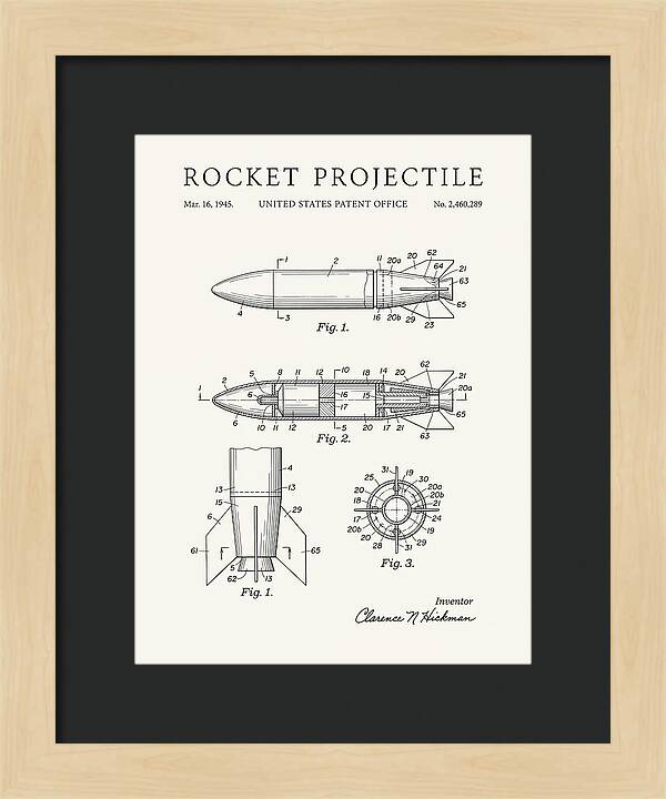 Rocket Projectile Minimalist Patent Us2460289