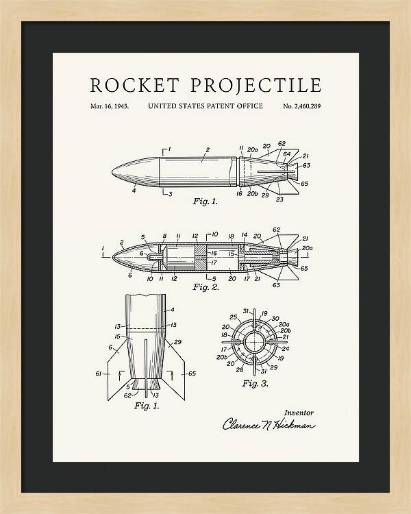 Rocket Projectile Minimalist Patent Us2460289