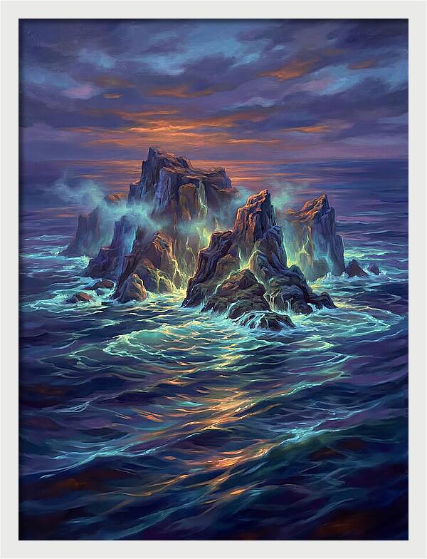 Rocky Island At Dusk
