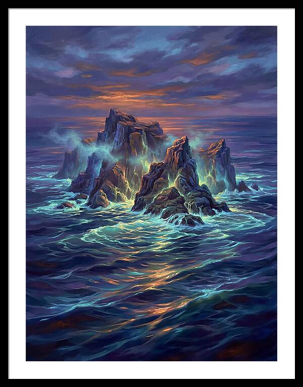 Rocky Island At Dusk
