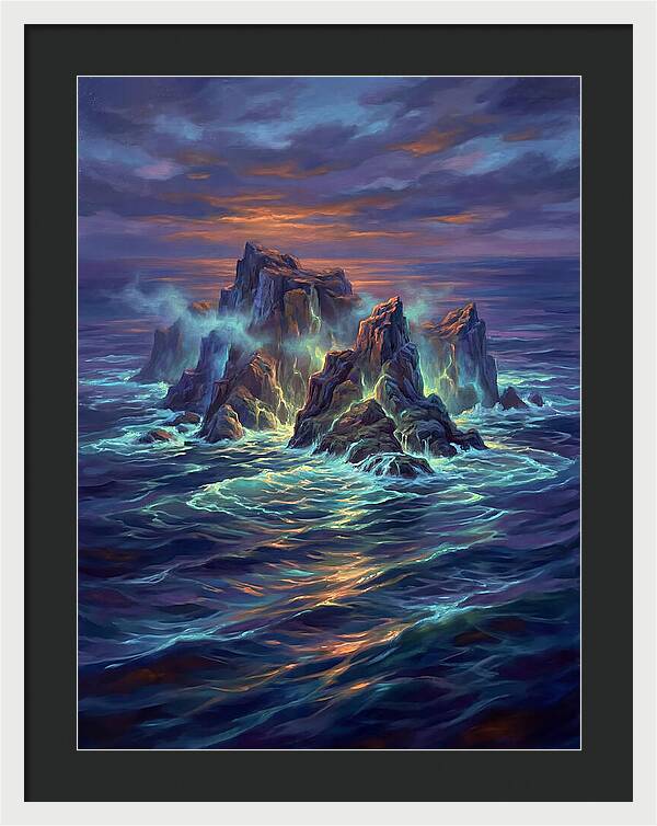 Rocky Island At Dusk