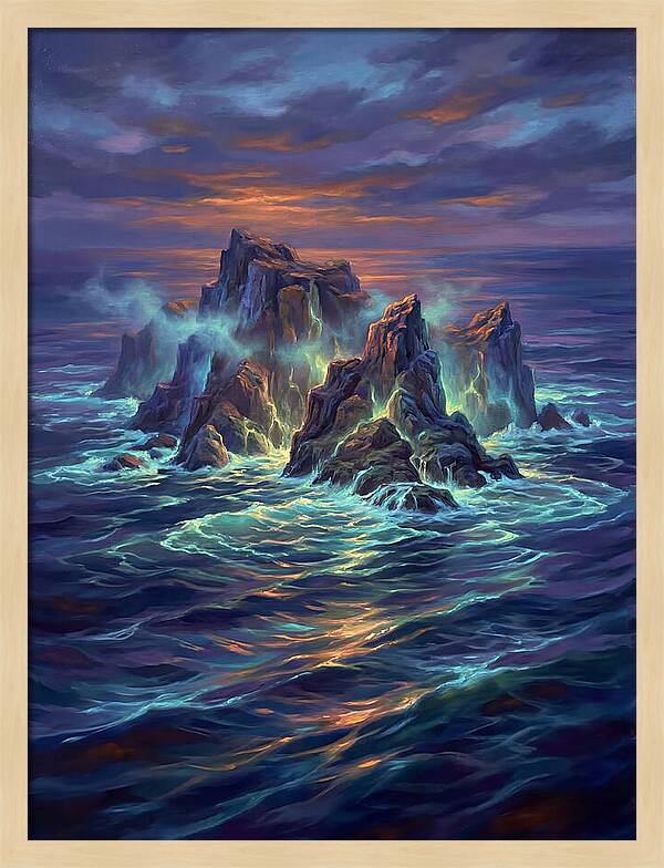 Rocky Island At Dusk