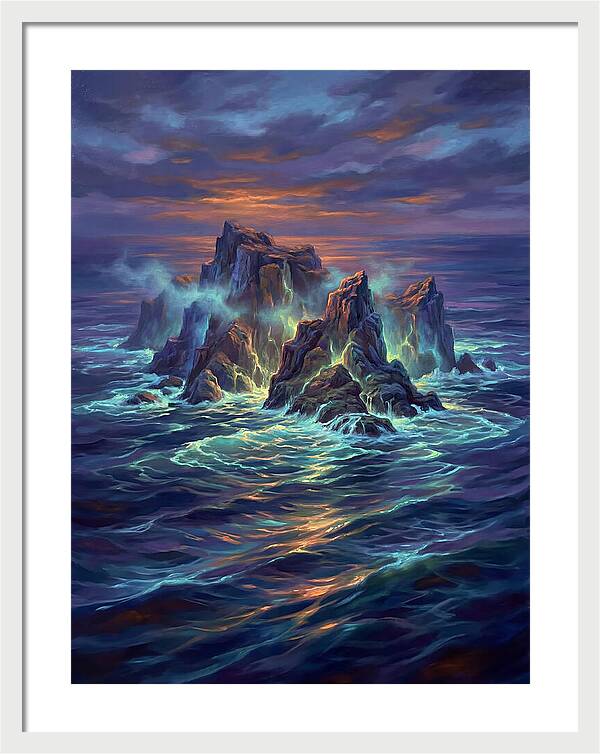 Rocky Island At Dusk