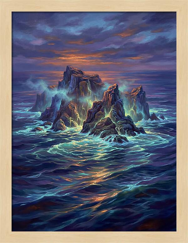 Rocky Island At Dusk