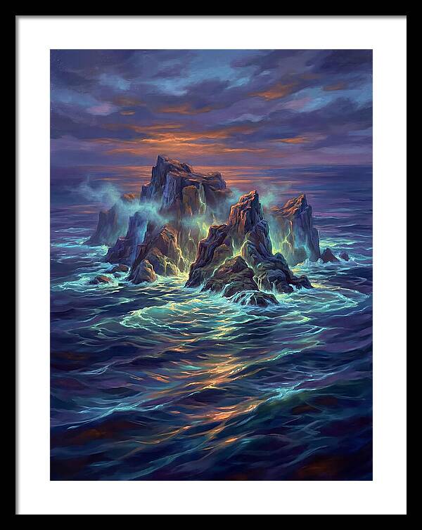 Rocky Island At Dusk