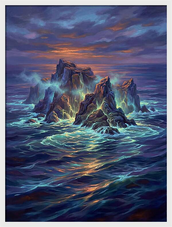Rocky Island At Dusk