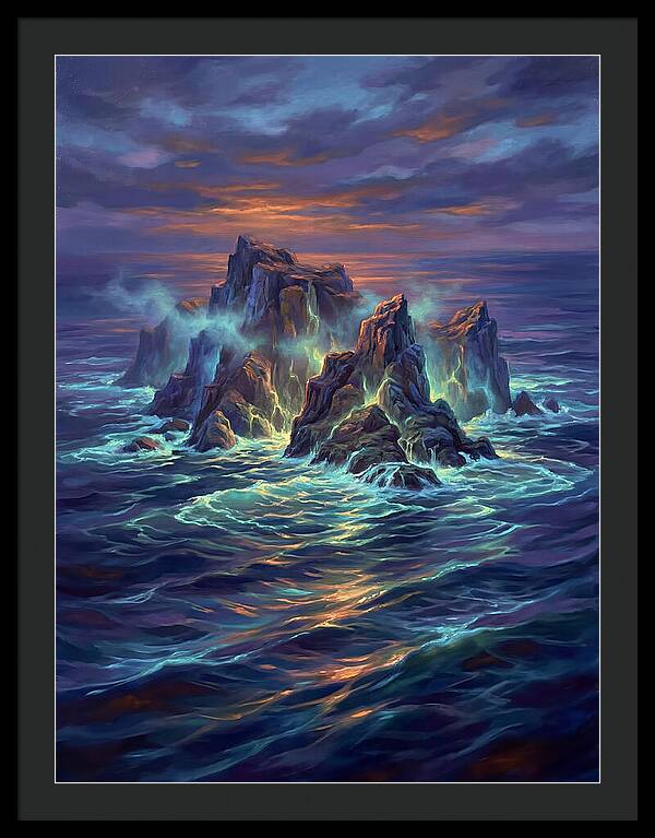 Rocky Island At Dusk