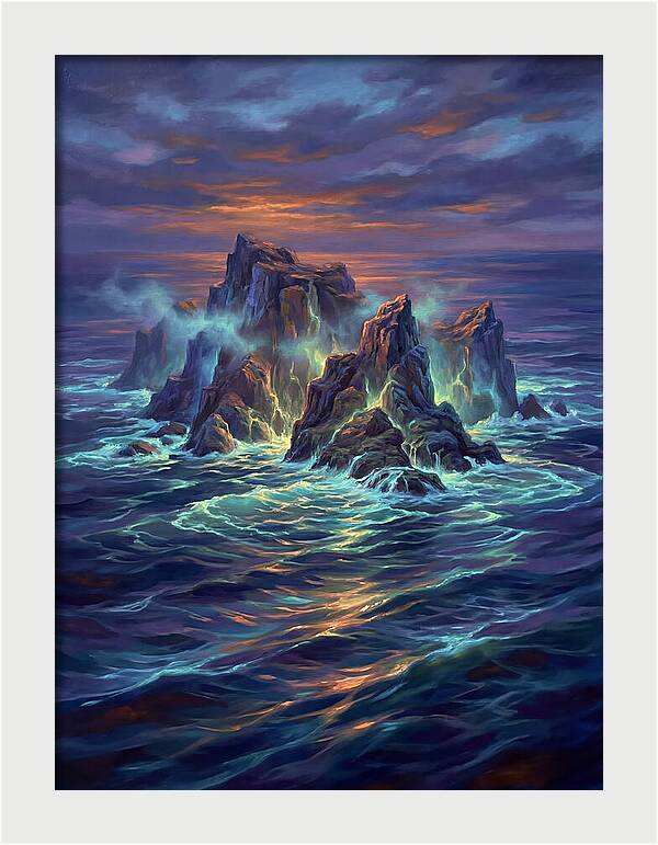 Rocky Island At Dusk