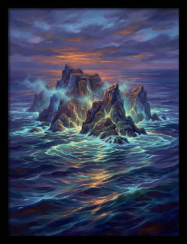 Rocky Island At Dusk