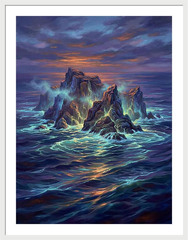 Rocky Island At Dusk