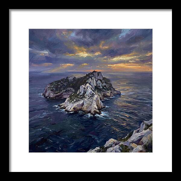 Rocky Island At Sunset