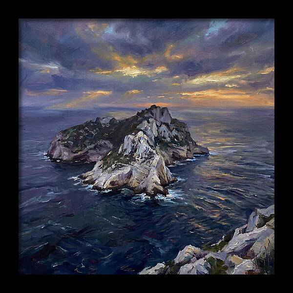 Rocky Island At Sunset