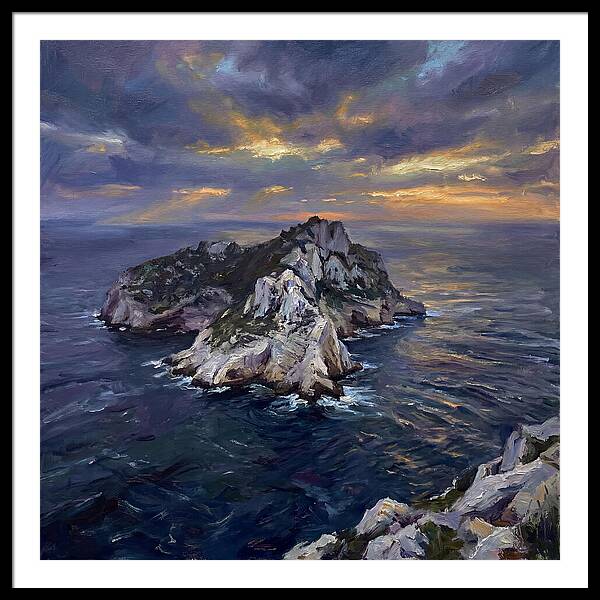 Rocky Island At Sunset