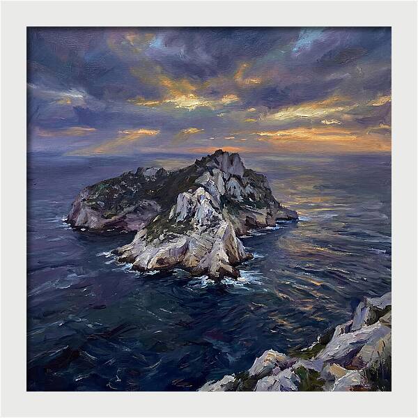 Rocky Island At Sunset
