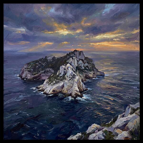 Rocky Island At Sunset