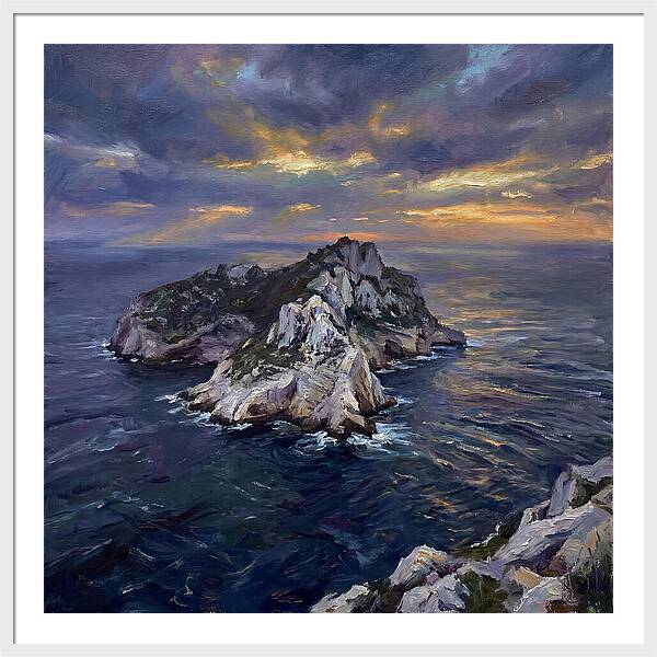 Rocky Island At Sunset