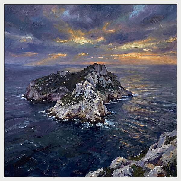 Rocky Island At Sunset