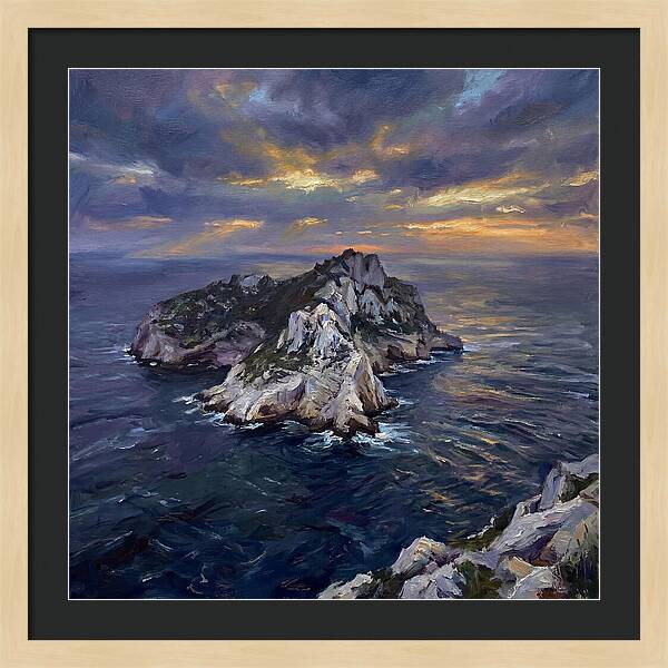 Rocky Island At Sunset
