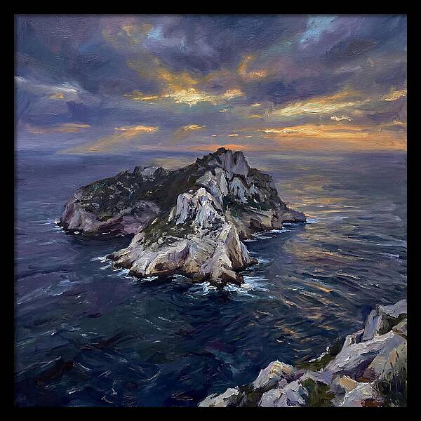 Rocky Island At Sunset