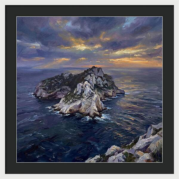 Rocky Island At Sunset