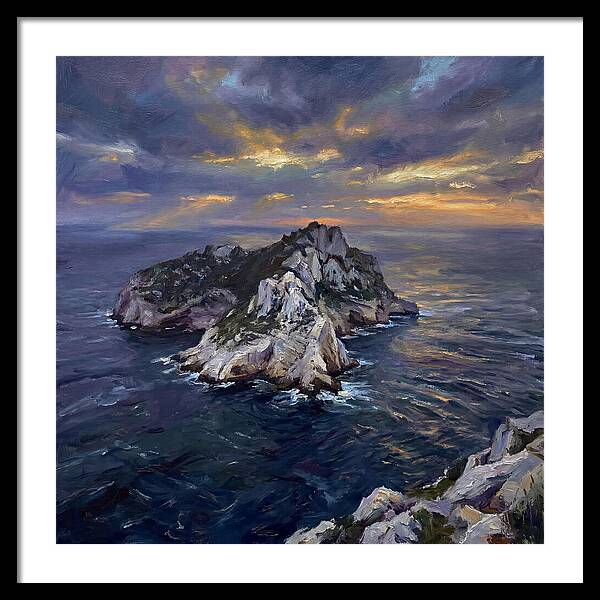 Rocky Island At Sunset