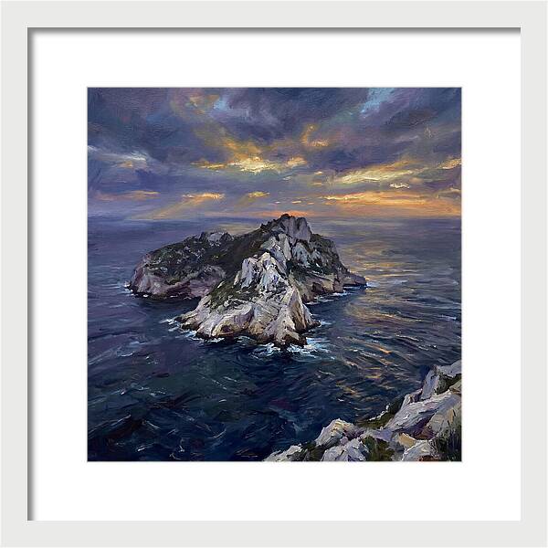 Rocky Island At Sunset