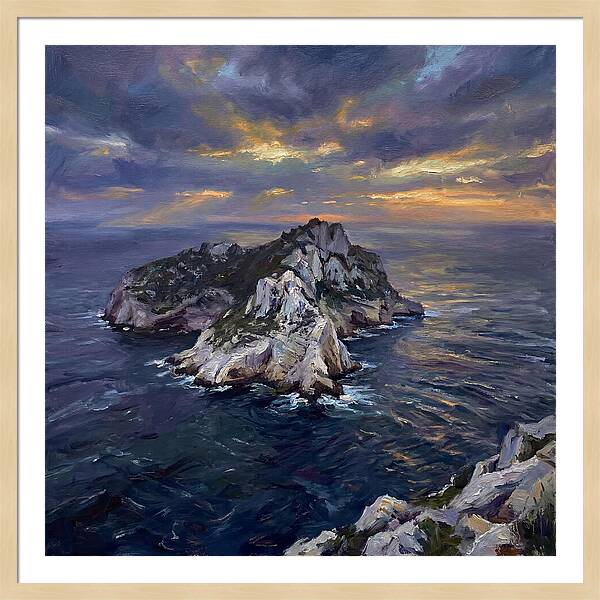 Rocky Island At Sunset