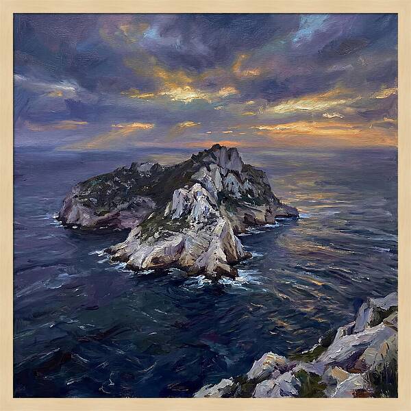 Rocky Island At Sunset