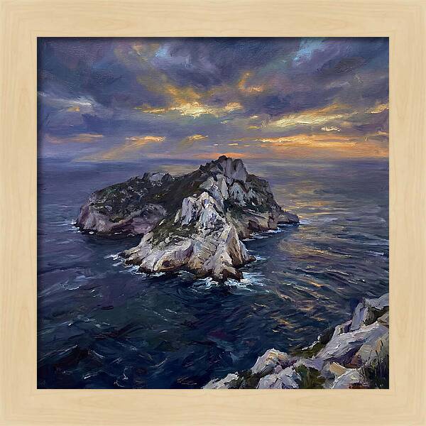Rocky Island At Sunset