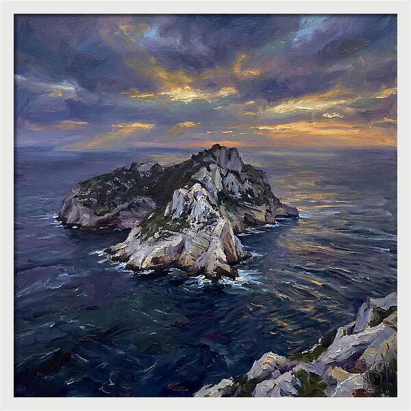 Rocky Island At Sunset