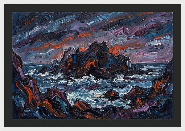 Rocky Island Under Stormy Skies