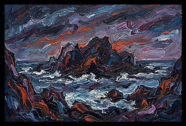 Rocky Island Under Stormy Skies