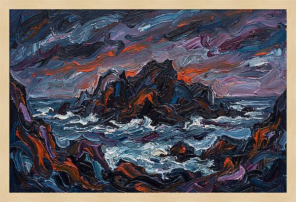 Rocky Island Under Stormy Skies