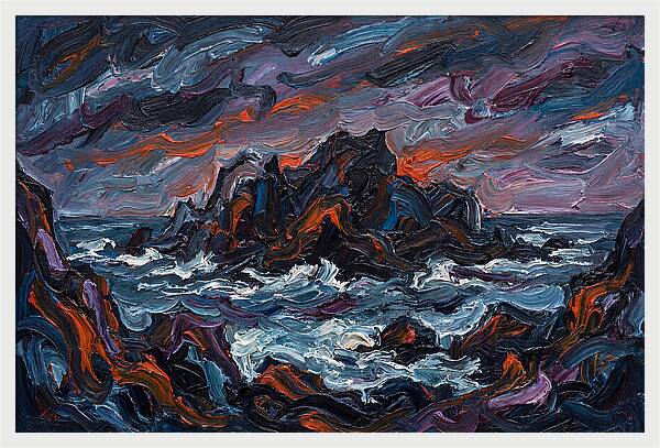 Rocky Island Under Stormy Skies