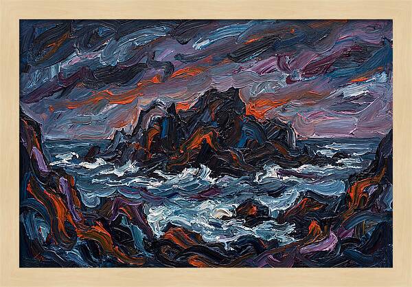 Rocky Island Under Stormy Skies