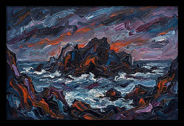 Rocky Island Under Stormy Skies