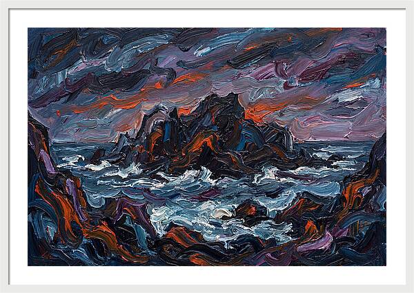 Rocky Island Under Stormy Skies