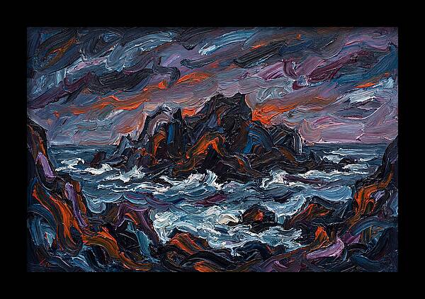 Rocky Island Under Stormy Skies