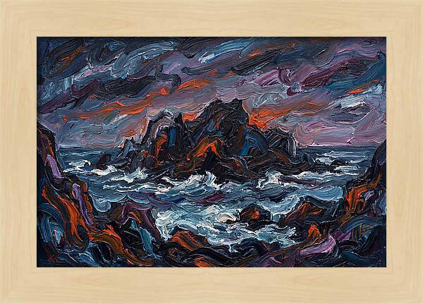 Rocky Island Under Stormy Skies