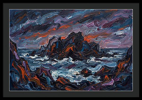 Rocky Island Under Stormy Skies