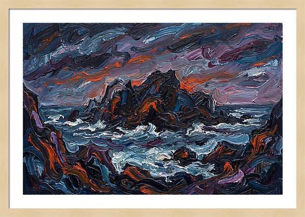 Rocky Island Under Stormy Skies