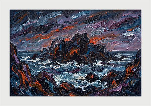 Rocky Island Under Stormy Skies