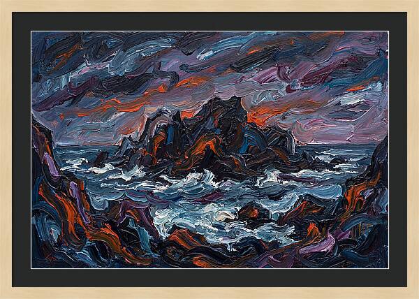 Rocky Island Under Stormy Skies