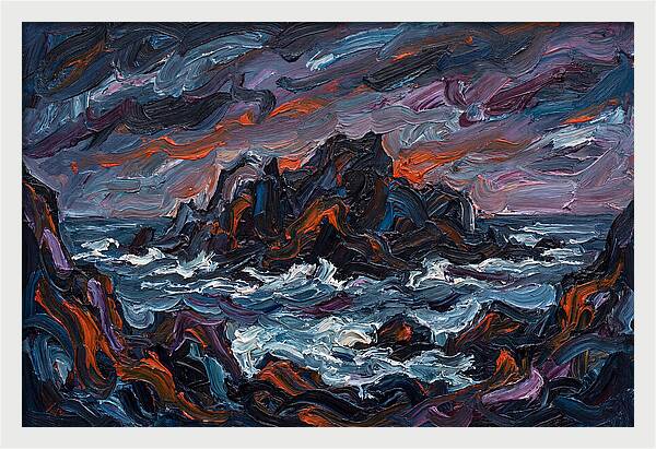 Rocky Island Under Stormy Skies