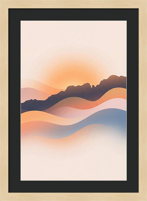 Rocky Ridgeline Against Orange Sunset