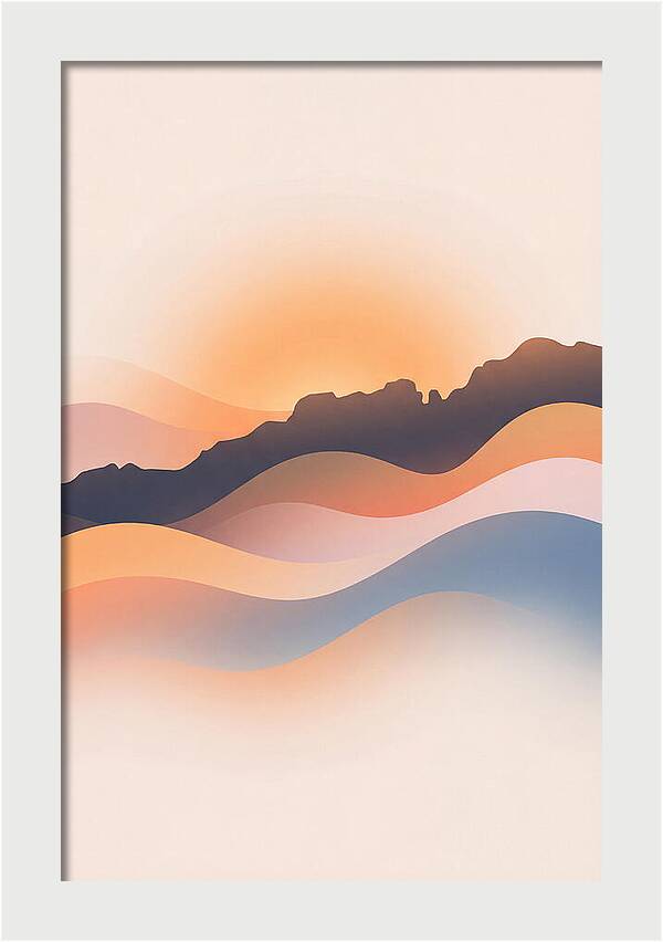 Rocky Ridgeline Against Orange Sunset