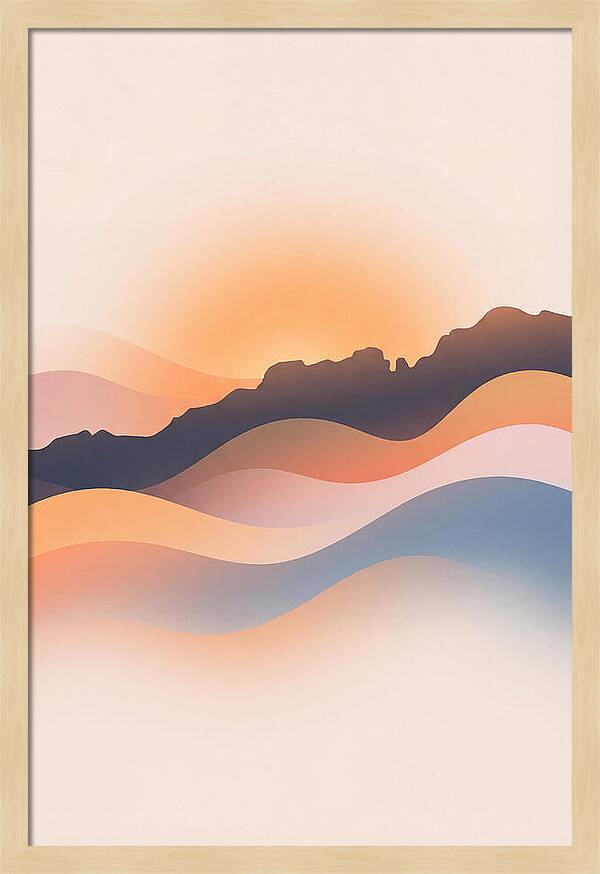 Rocky Ridgeline Against Orange Sunset